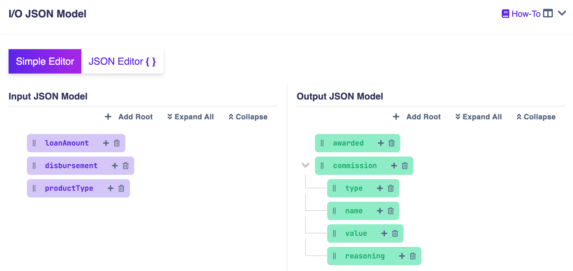 I/O JSON model