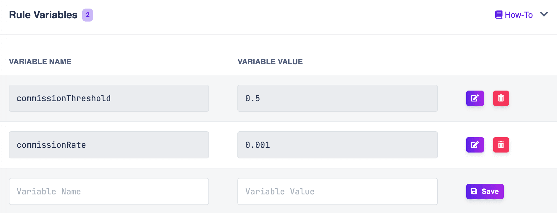rule variables